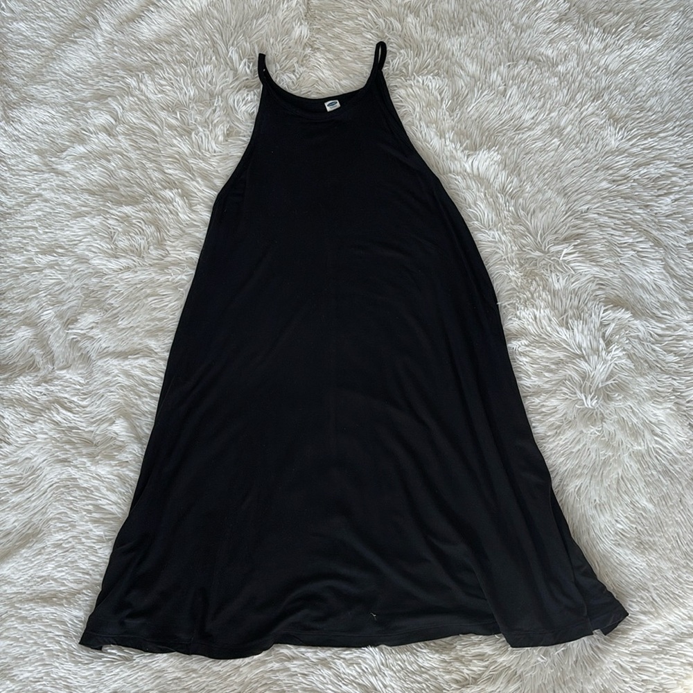 Old Navy black cotton A-line dress